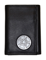 Celtic Ireland Black LeatherTrifold Wallet with Celtic Star Emblem