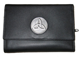 Celtic Ireland Leather Clutch Purse Wallet with Trinity Knot Emblem