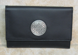 Ladies Clutch Wallet with Pewter Eternity Knot Emblem